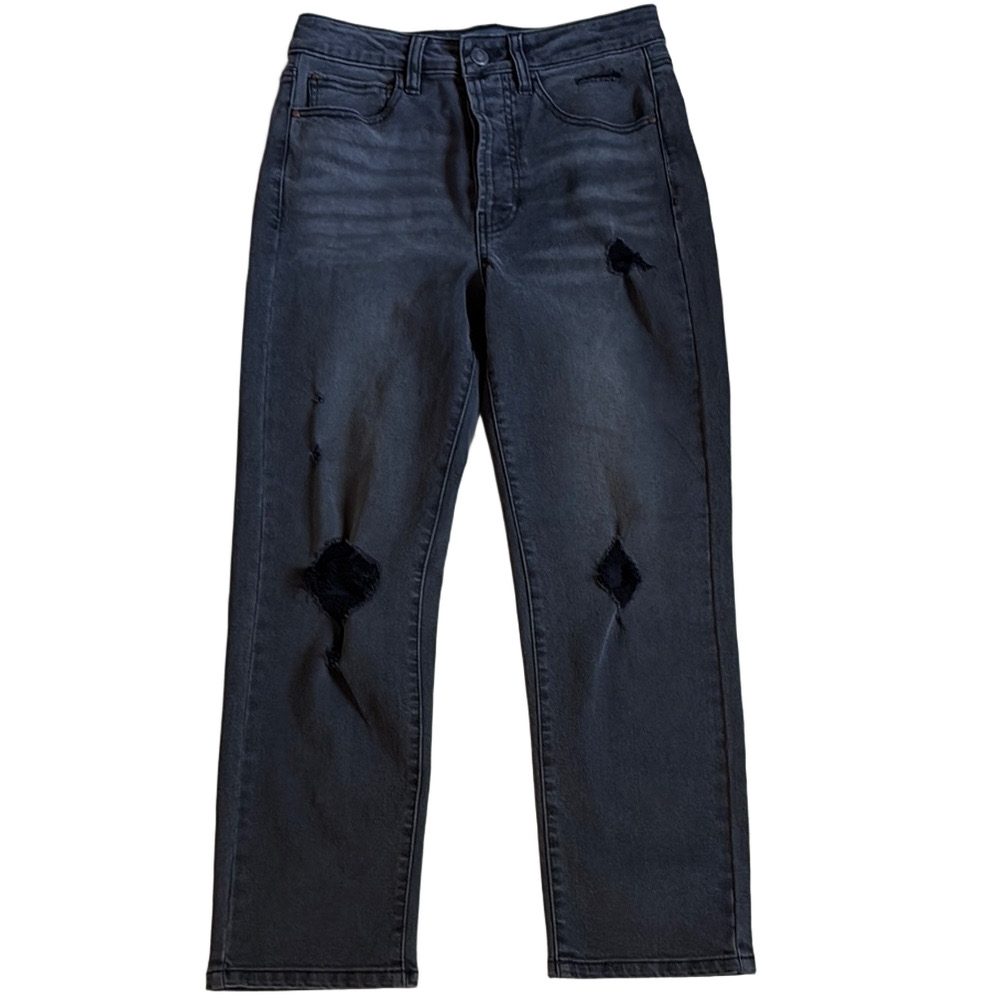 ✨ Indigo Rising Distressed Washed Black High-Rise Jeans